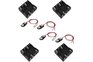 KingBra 4Packs 4 x 1.5VAA Battery Holder 6V Battery Case Battery Box+4 PCS I Type 9V Long Cable Connection Hard Shell Battery Clips Connector