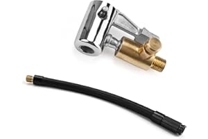 JANDH Tubo di Gonfiaggio Pneumatici, Adattatore per Gonfiaggio Pneumatici con Tubo di Prolunga Staccabile da 17 cm, Testa di Gonfiaggio con Valvola di Sgonfiaggio per Auto, Moto e Biciclette (Nero)
