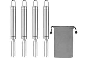 HEAVENLIFE 4 Stück Pellkartoffelgabel aus Edelstahl 18x2cm, Schälhilfe Mit 3 Zinken, Vielseitige Kartoffel- und Maisgabel, Tragbares Grillwerkzeug, Tragbares Grillwerkzeug, Spülmaschinengeeignet