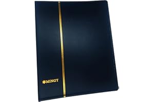 PCCB MINGT Carpeta de 4 anillas de piel sintética PU para álbum de billetes, estampillas, papel moneda, colección de monedas y suministros (Azul)