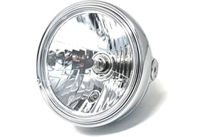 Alchemy Parts Moto 8" Pulgadas Faro 12V 55W Acero Cromado Retro Clásico Vieja Escuela Aspecto