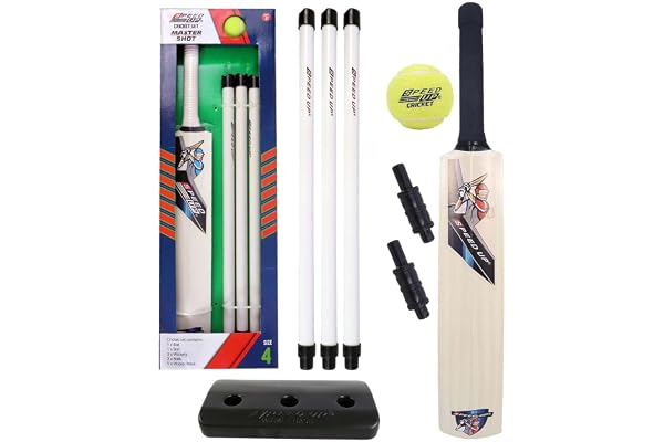 Toyshine Speed Up Master Shot Combo Box Cricket Kit for Kids (Bat Size: 4, 5-10 Yrs) Gift Sports Outdoor Toy Boys Girls Picnic (Box Pack)- Sstp, Multicolor