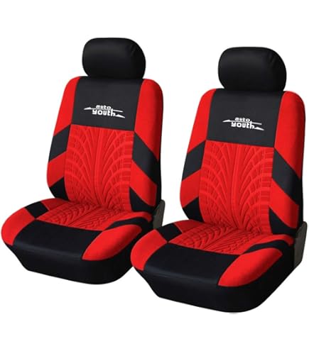 Sakura SS5402 Voorstoelhoezen voor auto's en bestelwagens - 'OAKLEIGH - 1 paar in zwart en rood - universeel Easy Fit, 11.85*28.45*16.5