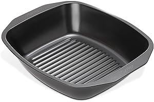 Prestige Grand plat à rôtir – Plaque de cuisson antiadhésive avec grille intégrée 42 x 34,5 x 9 cm, acier au carbone épais et passe au lave-vaisselle