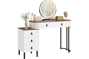 WOLTU Stacja do makijażu, toaletka z przyciemnianymi światłami, zdejmowane lustro, konsola do makijażu dla kobiet, przenośna komoda