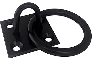 CYBER ONLINE SALES LTD Steel Ring on Plate Anchor Point | Heavy-Duty Hook Loop Bracket for Chain, Gate, Fence, Wall, Ceiling, Swing, Rope & Suspension | Durable M6 Fixing Holes for Secure Mounting Indoors & Outdoors