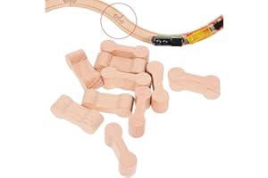 LEFSDVF 10 PCS Wooden Track Connectors, Advanced Wooden Train Track Essential Accessories, Train Track Adapter Wooden Dog Bone Rail Connection, Wood Track Fixer Accessories for Teen to Make Wood Rail