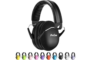 ProCase Casque Anti Bruit Enfant, Casque Pliable Réglable Confortable, avec Une Atténuation de SNR 34dB, Serre-tête Souple pour Milieu Bruyant ou Stressant-Noir