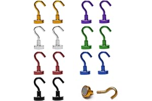Bofanze 14 Piezas Imanes Neodimio Gancho Extra Fuertes 10KG Ganchos Magnéticos de Colores 16mm Imanes Potentes para Colgar Desmontable Imantados para Furgoneta Camper, Baño, Cocina