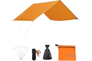 Azarxis Plandeka kempingowa, wodoodporna, plandeka, osłona przeciwsłoneczna, markiza, hamak, baldachim na ziemię, deszcz, schronienie, koc, mata, rozmiar S, 150 x 220 cm