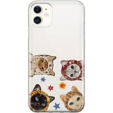 Multitronic iPhone 11 ile Uyumlu Sevimli Kediler Desenli Şeffaf Telefon Kılıfı