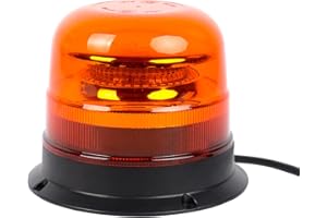 Qiping Gyrophare LED Orange, 12V/24V 10 mode feux d'avertissement IP67 étanche Marque E Homologation pour camion, camionnette, tracteur, véhicule agricole