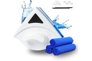 GENERIC ALEHC [Pack 12 pcs] Limpiador de Cristales Magnético - x8 Piezas de Recambio - x3 Bayetas de Microfibra (30x30cm) - Cristales de 3-8mm - Deslizamiento Impecable para Limpiar Ventanas