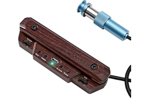 SUNYIN Tonabnehmer für Akustikgitarre, wiederaufladbar, aktiver Schallloch-Gitarren-Tonabnehmer, verstellbarer Tonabnehmer für Gitarre, Magnetspule, eingebauter Lautstärkeregler, Gitarrenmikrofon,