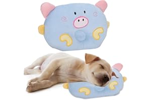 Horoper Weiches Hundekissen, Süßes Cartoon-Schwein-Tierform-Kissen, Katze-Hunde-Schlafkissen Zum Schutz der Halswirbelsäule(Blau)