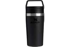STANLEY Cafe to-Go Travel Mug 0.35L - Keeps 4 Hours Hot - 5 Hours Cold - Stainless Steel Thermal Mug - Dishwasher Safe - Easy-Carry Handle - Insulated Coffee Cup - Black