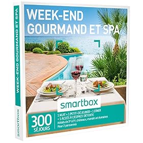 SMARTBOX – Coffret Cadeau homme femme couple – Week-end gourmand et spa – idée cadeau – 485 séjours : 1 nuit • 1 petit-déjeuner • 1 dîner • 1 séance de bien-être