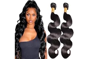 Lakaisa Body Wave Human Hair Bundles Capelli Umani Brasiliani Extensions Sew in Hair Natural Black Real Hair Extensions 2 Bundles 100% Unprocessed Brazilian Virgin Hair for Woman 12 12 Inch
