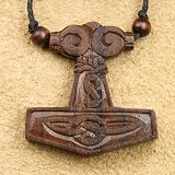 Thor Hammer Schmuck Holz, Kettenanhänger Thors Hammer Länge: 4cm inkl. Band - 2
