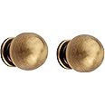 HOBKNOBS Antique Brass Ball Shaped (22 mm Dia) Cabinet Drawers/Wardrobe/Kitchen Door Pull Handle Knobs - Brownish Gold (Set of 2).