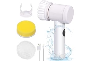 FAYIBUY Elektryczna szczotka do czyszczenia, obracająca się o 360° szczotka do czyszczenia z 3 wymiennymi głowicami czyszczącymi, odpowiednia do pryszniców, łazienek, wanien, płytek, kuchni, zlewów i