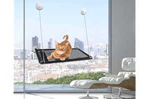 KERIOCUSI Amaca per Gatti da Finestra, Appendere per Gatti di Grossa Taglia Fino a 25 kg, con 4 Ventosa Forte, Lettini Solari per Gatti.