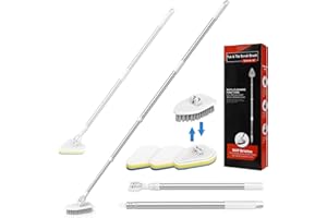 Augot 2 en 1 Cepillo de Limpieza de Ducha, Cepillo Limpieza Extensible con 117cm Mango Largo, Rotación de 180º Cepillo de Baño y Bañera para Ducha Azulejo Pared Piso Limpieza (Blanco)