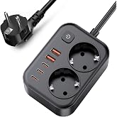 7-in-1 Power Strip with USB-C Fast Charging and Surge Protection, 2 Sockets with Switch and 5 USB Ports (3 USB-C&amp;2 USB-A) Ext