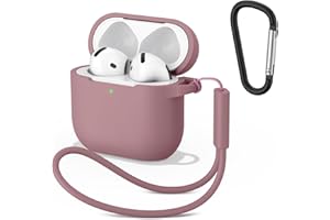 Wanme Cover per AirPods 4 2024 Case, Custodia Protettiva in Morbido Silicone per AirPods 4 con Moschettone e Corda Sospesa, LED Visibile, Polvere Di Smeriglia