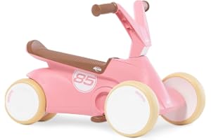 Berg GO² 2-i-1 halkfri bil retro rosa | glidcykel och löpcykel, barnbil, hopfällbara pedaler, pedalgokart, barnleksaker lämplig för barn i åldern 10–30 månader