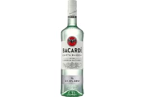 BACARDI Carta Blanca Superior White Rum - 1L / 100cl, 37.5% ABV - Iconic Caribbean Rum Perfect for Mixing and Cocktails