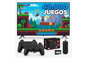 GENZO Consola Retro Arcade con 40.000 Juegos y 128 GB - Game Stick: PS1, PSP, NeoG,GBA,N64,SuperN, MegaD,etc - Videoconsola Retro Game Console - 2 Mandos Inalambricos 2 Jugadores - HDMI Compatible con 4K