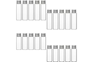 TIANNAIT 20 botellas de cristal de aluminio con tapón de rosca, botellas de cristal transparente, pequeños recipientes con tapa, mini botellas de cristal, botellas de muestra, usado para dulces, líquidos