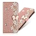 Produktbild 3D Butterfly Bling Glitter Glitzer Diamond Musterg Ledertasche Slim Retro Bookstyle mit Standfunktion Karteneinschub Magnetverschluss Flip Wallet Hülle Schutzhülle für Huawei P20