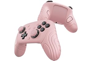 PlayVital Coque pour Switch 2 Pro Manette avec Cover Boutons Arrière & Capuchon Joystick & Autocollants,Housse Protection Silicone Étui pour Switch 2 Pro Controller Grip Anti-Chocs(Rose)