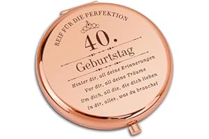 COCOCHERRY 40. Geburtstag Frauen, Eleganter Handspiegel für 40-Jährige, Geschenk zum 40. Geburtstag für Frauen, Praktischer Taschenspiegel in Rosegold, Ideal für Jede Gelegenheit