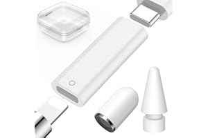 AIAUXAI 3-Pack USB C to Pencil Charger Adapter for Apple Pencil 1st Generation,Female Type C for Lightning Adapter for iPad 10th/11th (A16) Bluetooth Pairing,iPencil Tips + Replacement Cap for Apple Pen 1st