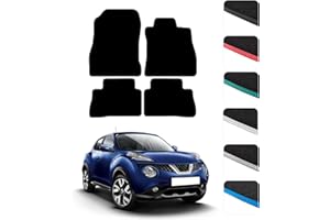 GCM - Car Floor Mats for Nissan Juke 2010-2019 Full Coverage Floor Protection - Anti Slip & Fit Car Mat with Clips Easy to Clean Car Carpet for All-Weather- (Black Edging, Carpet)