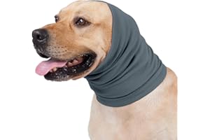 Anlitent Dog Calming Hoodie for Medium Large Dogs Grooming,Ear &Neck Protection, Ear Compression, Puppy Ear Cover Warm Stretchy,Pet Earmuff Noise Bathing Anti-anxiety (Large, Blue)