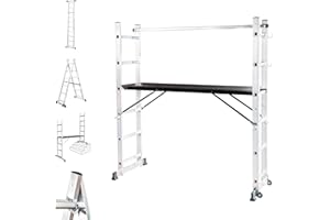 HOSTRÖM Echafaudage Roulant SCAFFOLDAX2X6, échafaudage Jardin et Pliant Multifonction 4 en 1, echelle 2 Plans, H Max Travail 4,46m, Garantie 5 Ans