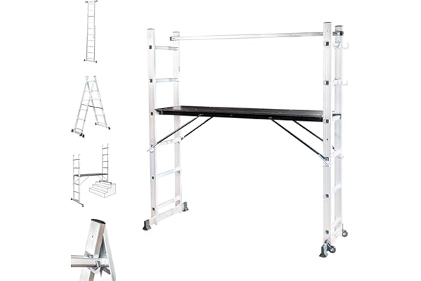 HOSTRÖM Echafaudage Roulant SCAFFOLDAX2X6, échafaudage Jardin et Pliant Multifonction 4 en 1, echelle 2 Plans, H Max Travail 4,46m, Garantie 5 Ans