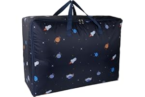 EDATOFLY Borsa di Immagazzinaggio, Borsa di Stoccaggio per Trapunta, Borsa di Immagazzinaggio Coperte, Borsa di Stoccaggio per Trapunte, Coperte, Cuscini, Vestiti (Razzo Blu)