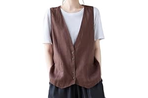 IQYU Chaleco de lino para mujer de verano, chaqueta de lino, sin mangas, tallas grandes, chaqueta de verano, cuello en V, blusa de lino, elegante, chaleco de traje de lino, sin mangas, chaleco tradicional