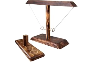 ERPMEL Wurfring aus Holz, Haken Ring Toss Game Erwachsener, Haken Gesellschaftsschlacht, Spiele mit Leiter-Set, für Party-Spiel für Spaß in der drinnen draußen der Familie