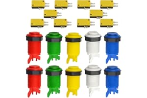 WMYCONGCONG Lot de 10 Bouton poussoir avec micro interrupteur pour jeux vidéo d'arcade Jamma Mame DIY, bouton poussoir rouge ou jaune
