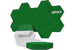 Sonuvia 18 Stück Hexagon Akustikplatten selbstklebend, Abdeckung 1.05㎡, Schallschutz & Schalldämmung für Wände & Türen – 230kg/m³, NRC 0.95, 100% Polyester, Ideal für Schallschutz Wand, Smaragdgrün