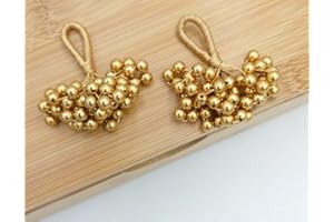 FEATHERS CREATION LTD Feathers Creation 4 Pcs Latest Indian Mini Bead Tassels Latkan with Loop for Blouse, Dupatta,Edging Sew on (Dull Gold)