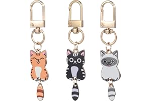 Ouligay 3 sztuki breloczków do kluczy z kotem, mały kot, zawieszka do torebki, prezenty dla miłośników kotów, Cute Cat Keychain Bag Charms, wypełnienie kalendarza adwentowego 2025, prezenty świąteczne