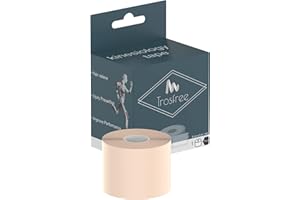 TROSFREE: Kinesiotape Beige - Cinta Kinesiologica de 5 m x 5 cm - Tiras Fisioterapia - Boob Tape - Kinesiotape Vendaje Neuromuscular - Kinesiology Tape