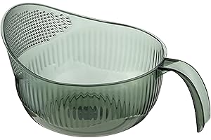 Hperu Laveuse de Riz en Plastique, passoire à laveuse de Riz avec des Trous Fins et Manipuler Un Bol à Laver aux Fruits pour Nettoyage des Fruits, légumes (Vert) 9x5 Pouces